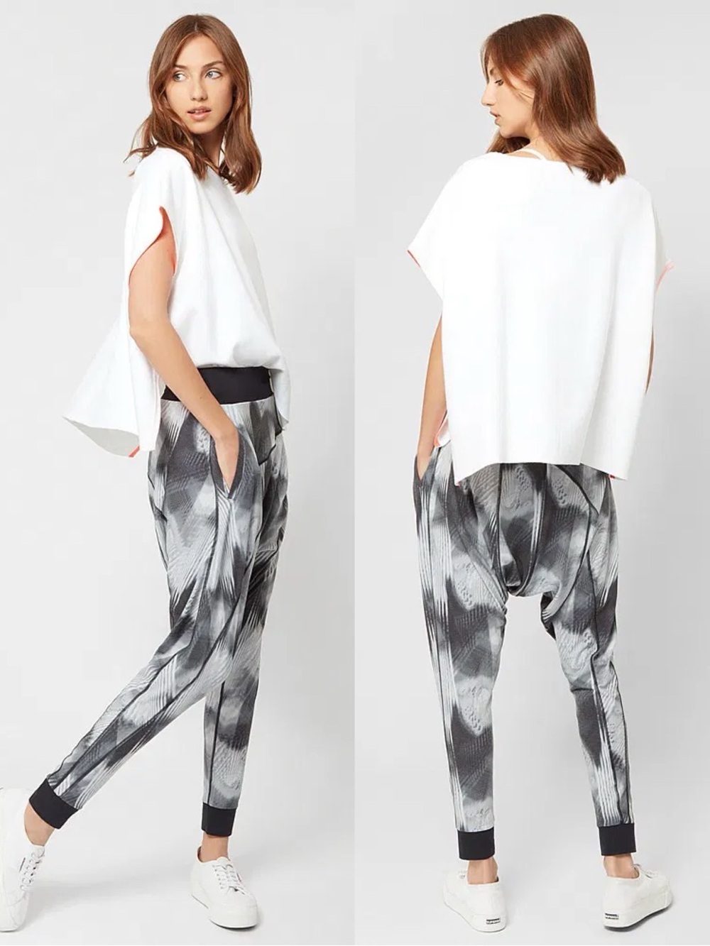 Sweaty Betty Gray Marble Hatha Yoga Harems Pants